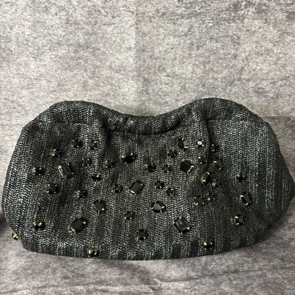 New Lilly Pulitzer  Black Gem Studded Lolamie Clutch